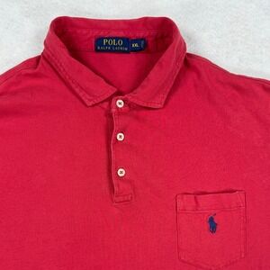 Polo Ralph Lauren Men's XXL Red Short Sleeve Pocket Polo Shirt Cotton Pony Logo